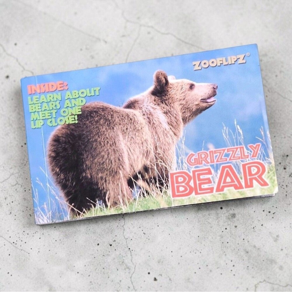 2007 Zooflipz Grizzly Bear Flip Book Animated Wildlife Education Made In USA